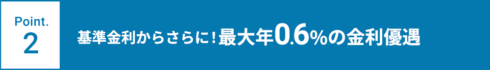 Point.2 基準金利からさらに！最大年0.6%の金利優遇