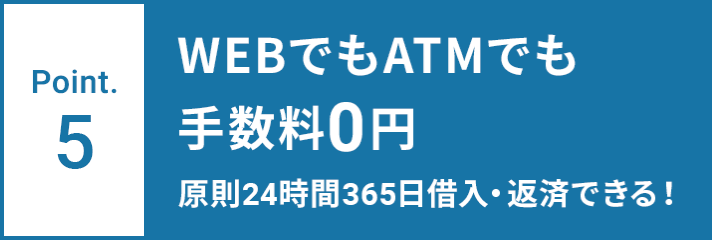 Point.5 WEBでもATMでも手数料0円 原則24時間365日借入・返済できる！